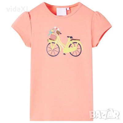 Детска тениска, неоново коралова, 128（SKU:11287, снимка 1 - Детски тениски и потници - 44772882