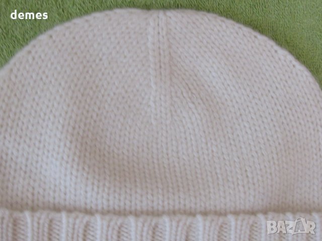 Дамска плетена бяла шапка GOBI, 100% кашмир, Монголия, снимка 6 - Шапки - 35143420