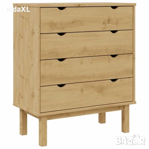 vidaXL Шкаф с чекмеджета OTTA, 76,5x39,5x90 см, борово дърво масив