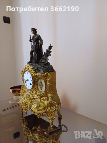 Бронзов каминен часовник, снимка 3 - Декорация за дома - 52435828