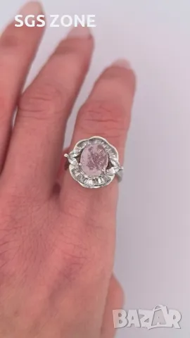 Сребърни Пръстени с Невероятен Морганит от Тайланд, снимка 9 - Колиета, медальони, синджири - 49844750