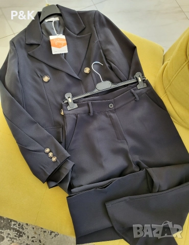 Черен костюм - сако и панталон, снимка 5 - Костюми - 52734649