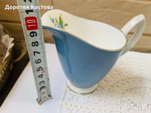ROYAL ALBERT красив син комплект от захарница и латиера от Англия от костен порцелан, снимка 9 - Антикварни и старинни предмети - 53332268