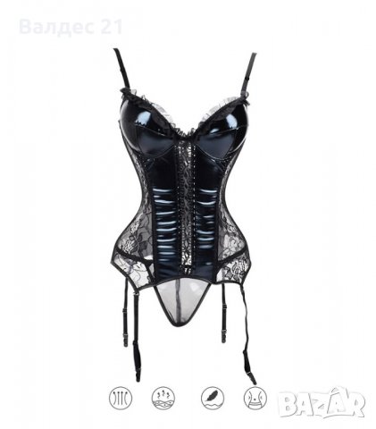 Еротичен кожен / латексов корсет с жартиери в стил BDSM, снимка 4 - Корсети, бюстиета, топове - 35526106