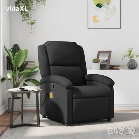 vidaXL Масажен наклоняем стол, черен, естествена кожа（SKU: 371793）, снимка 2 - Масажори - 56123397