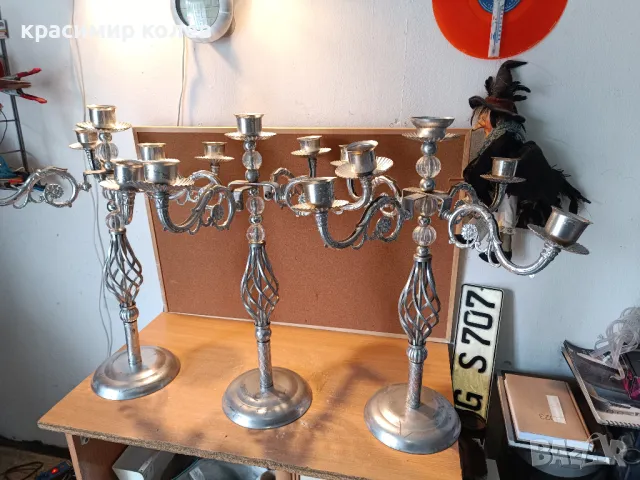 3 броя големи свещници, снимка 2 - Декорация за дома - 49181027