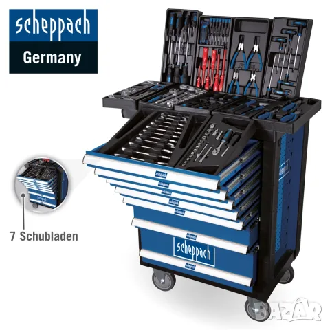 Количка с инструменти 263 части Scheppach TW1000, снимка 7 - Гедорета - 55723865