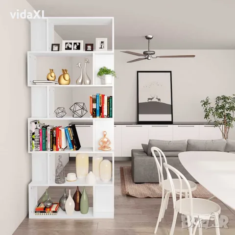 vidaXL Библиотека/разделител за стая бяла 80x24x192 см инженерно дърво, снимка 4 - Етажерки - 56147757
