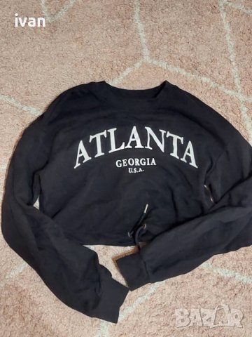 Къс суитшърт с надпис