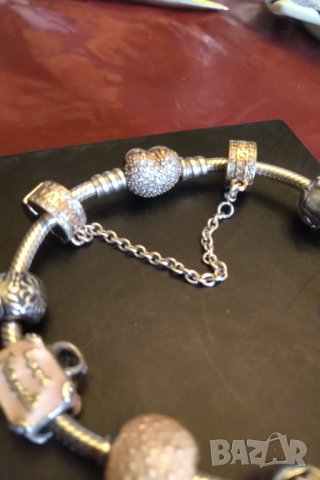 Оригинална  сребърна гривна Пандора  с розова позлата , снимка 13 - Гривни - 34912086