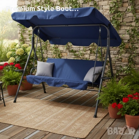 Градинска люлка A-Type със сиви възглавници и поставки за чаши - елегантност и комфорт, снимка 9 - Други стоки за дома - 53888163