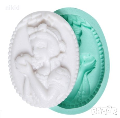 Снежанка с Ябълка овал силиконов молд форма калъп гипс сапун шоколад