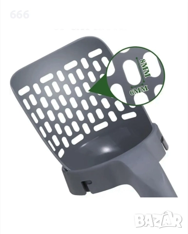 Лопата за котешки пясък, полипропилен, сива, 29x20x12см, снимка 4 - За котки - 52578949