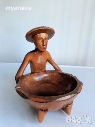 Дърворезба от остров Бали, купа за бижута, ключове и други аксесоари. , снимка 4 - Статуетки - 48575886