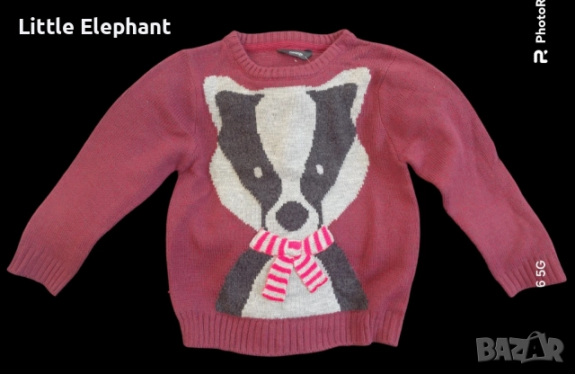 Пуловер за 4-5 год момченце енот,колекция"Animals",Англия/нов, снимка 1