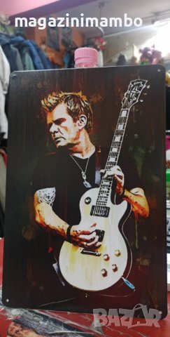 Billy Duffy с Gibson “Woody” Les Paul Prototype #1-метална табела(плакет) , снимка 3 - Китари - 39040866