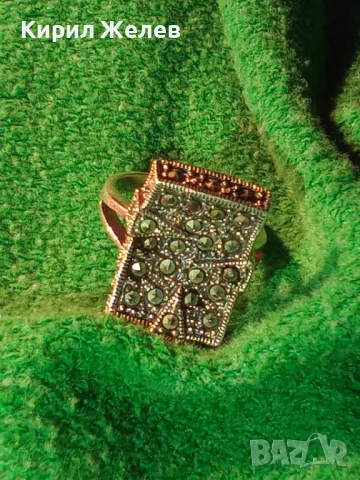 РАЗКОШЕН МАРКАЗИТЕН СРЕБЪРЕН ПРЪСТЕН СРЕБРО 925 с БЯЛА ПОЗЛАТА ИНКРУСТИРАН с КАМЪНИ МАРКАЗИТ 49114, снимка 17 - Пръстени - 49351687