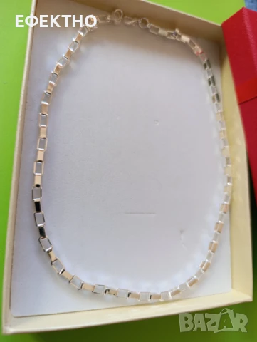 Чисто нов, масивен и дълъг сребърен ланец