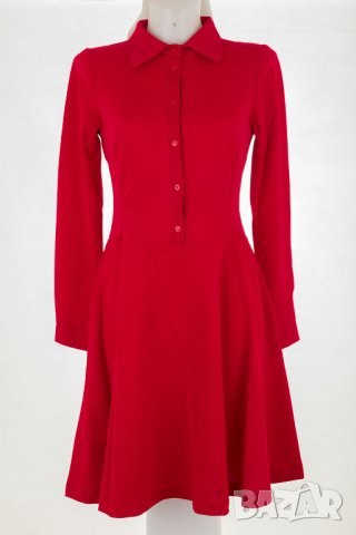 Червена рокля с джобове марка Foggy - S, снимка 2 - Рокли - 31578670