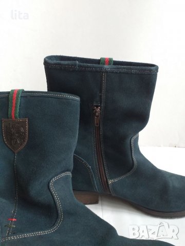Велурени боти (сини) Размер 38, снимка 3 - Дамски боти - 38724462