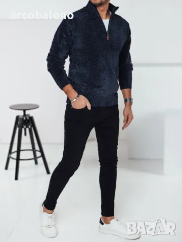 Мъжки пуловер с цип, 4цвята , снимка 7 - Пуловери - 48259548