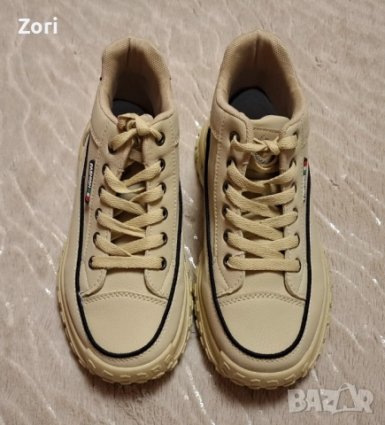 Бежови спортни боти с дължина на стелката 23см - за широк крак, снимка 2 - Дамски боти - 52634750