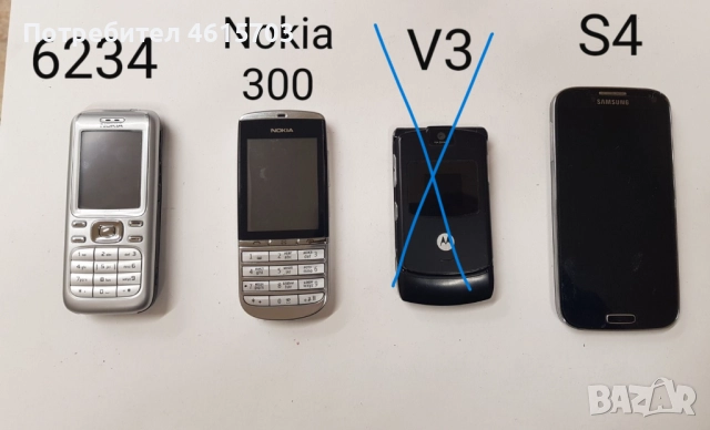 Телефони - 25 лв. 1 брой. Samsung S4; Nokia 6234; Nokia 300.С батерии, без зарядни.