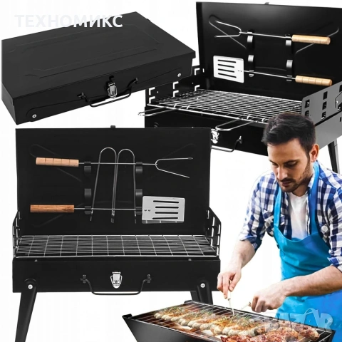 Преносима сгъваема градинска скара , 44x27x37 см, за къмпинг,, снимка 6 - Градински мебели, декорация  - 53030167