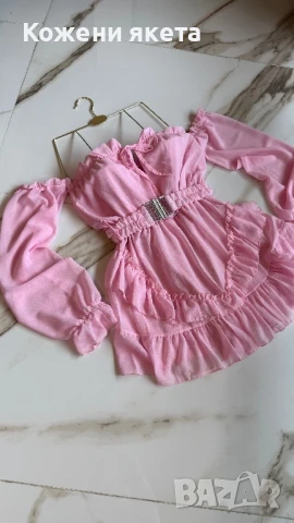 Шифонени рокли с ръкав и колан, снимка 2 - Рокли - 51363139