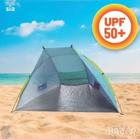 Палатка, Плажна палатка в синьо и небесно синьо, лесна за поставяне, изработена от плат с висок UPF , снимка 2 - Палатки - 49659017