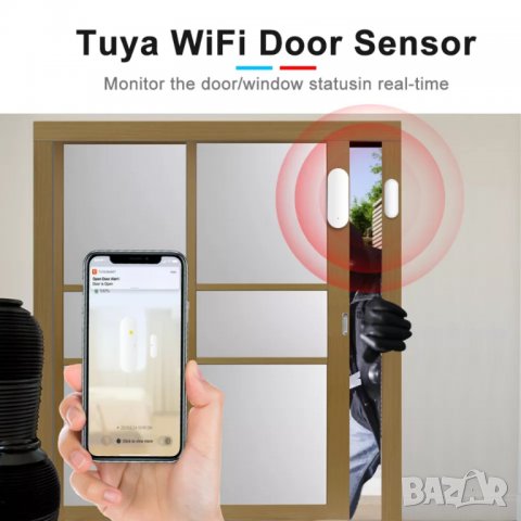Tuya/Smart Life WiFi сензор за врата/прозорец/шкаф/сейф, снимка 4 - Друга електроника - 37468694