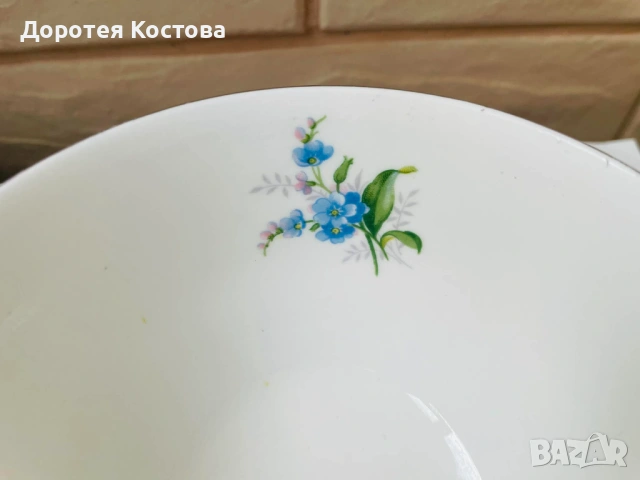 ROYAL ALBERT красив син комплект от захарница и латиера от Англия от костен порцелан, снимка 4 - Антикварни и старинни предмети - 53332268