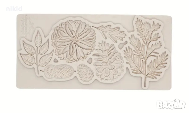 Есенни шишарка жълъд борови клонки клонче силиконов молд форма фондан шоколад декор, снимка 2 - Форми - 52138038