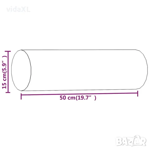 vidaXL Декоративни възглавници, 2 бр, тъмносиви, Ø15x50 см, кадифе, снимка 7 - Възглавници - 56147212