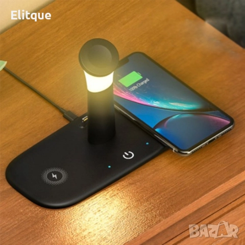 Безжично зарядно за мобилни устройства 3 в 1 + лампа, снимка 4 - Безжични зарядни - 52863451