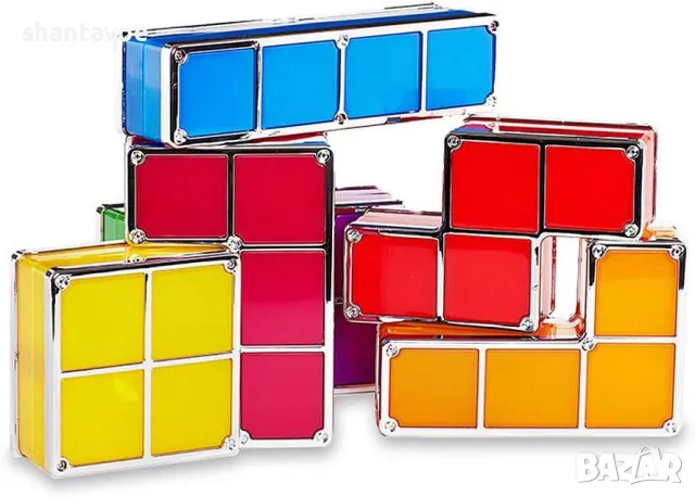 Цветна нощна лампа - тетрис конструктор, снимка 4 - Настолни лампи - 49369785