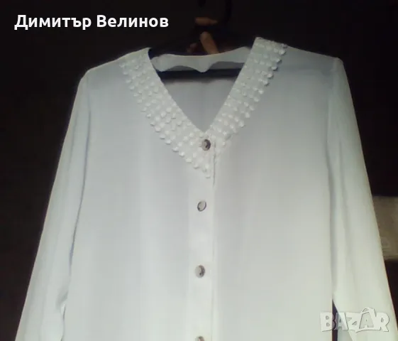 Дамска риза ,бяла коприна , снимка 5 - Ризи - 49869546