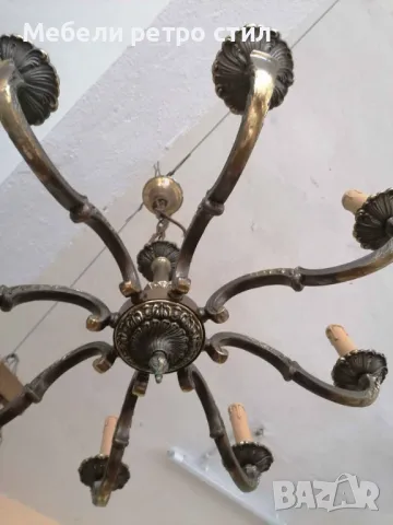 Красив масивен абажур от Месинг - 8 лампи. Подходящ за вашата всекидневна, трапезария или вила. , снимка 4 - Полилеи - 50035377