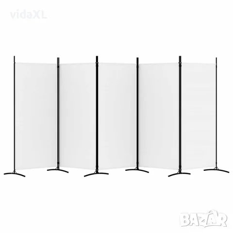 vidaXL Параван за стая, бял, 5 панела, 433x180 см, плат, снимка 4 - Паравани - 56147217