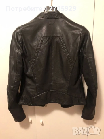 G-star Raw черно вталено яке от изцяло естествена кожа, размер XS/S, снимка 13 - Якета - 51487070