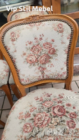 Италиански столове с гобленова дамаска , снимка 3 - Столове - 53300220