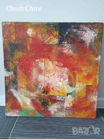 Цвятко Цветков 65см/голяма абстрактна българска картина масло върху платно/ексресионизъм