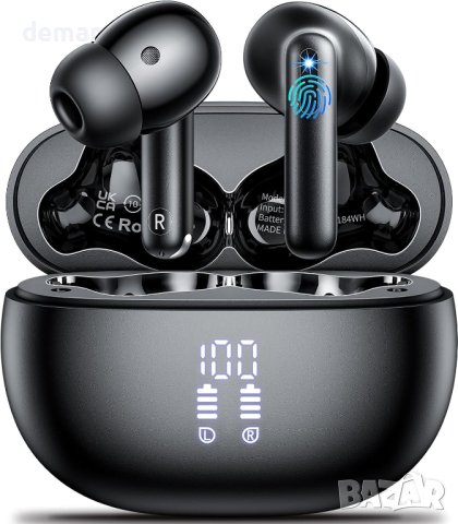 Aoslen Безжични слушалки, Bluetooth 5.3 IPX7 водоустойчиви черни