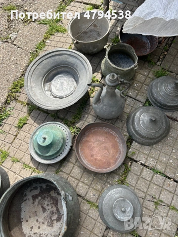 Стари медни и месингови съдове – бакър, кана, тави – ретро / антики