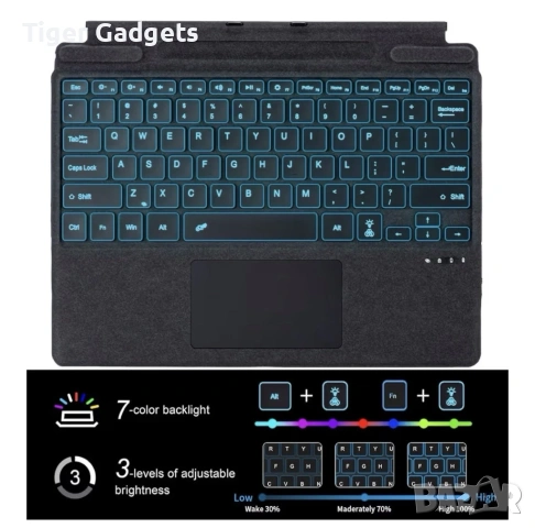 Seagtigau Surface TZ-2089D безжична клавиатура за Microsoft Surface Pro 11/10/9/8/X, снимка 5 - Таблети - 54136252