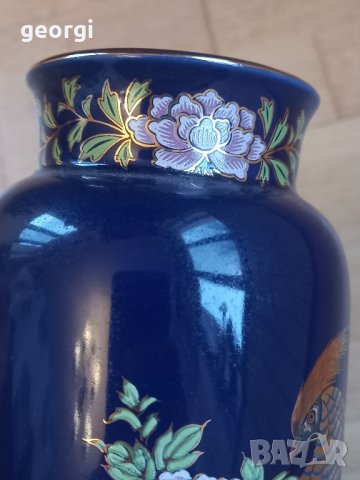 японска порцеланова ваза  Kutani кобалт с позлата , снимка 6 - Вази - 44394857