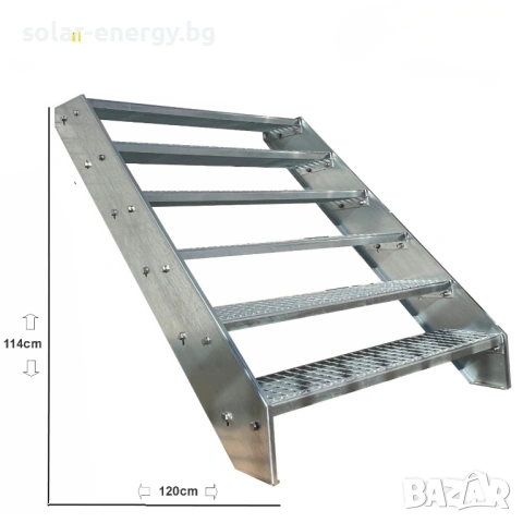 Метално стълбище с площадка 6 стъпала | За монтаж към стена | Поцинковано, снимка 2 - Други - 54235630