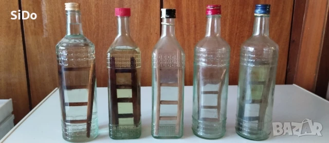 5 стъклени бутилки 0.7л със дървена стълба в тях ми, снимка 8 - Други стоки за дома - 50689266
