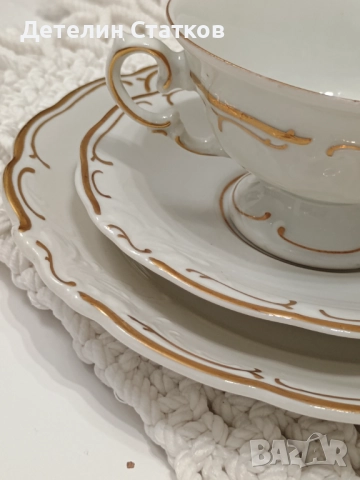 Винтидж порцеланов сервиз Wałbrzych – Полша (5 сета + захарница), снимка 6 - Сервизи - 52370130