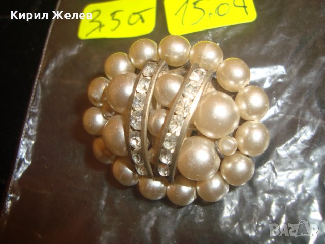 ПЕРЛЕНА ВИНТИДЖ РЕТРО АРТ-ДЕКО БРОШКА с КРИСТАЛЧЕТА 41123, снимка 3 - Други - 30568787